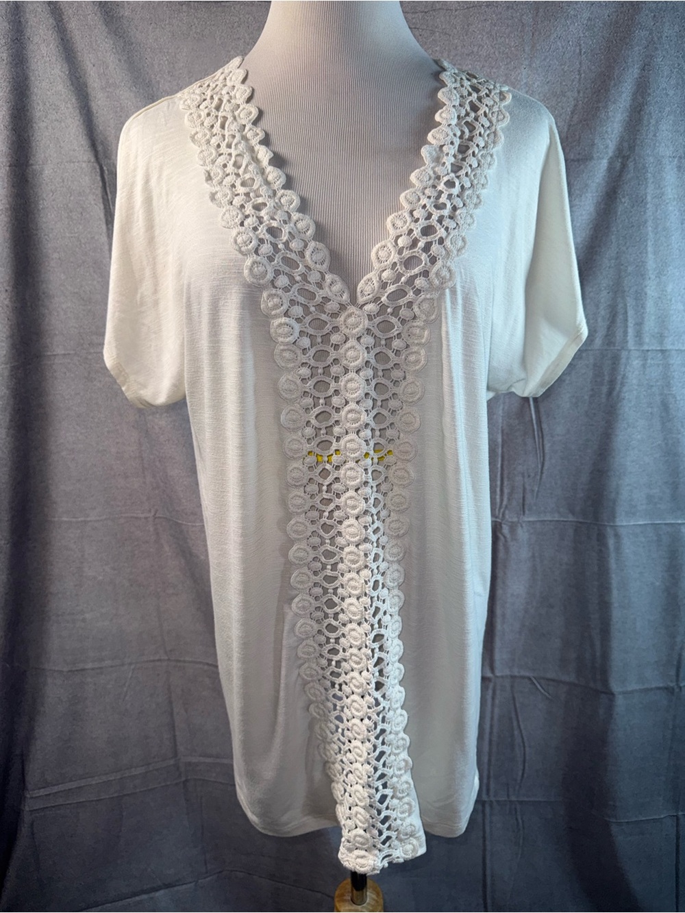1338-Merona Cream Lightweight V-Neck Top